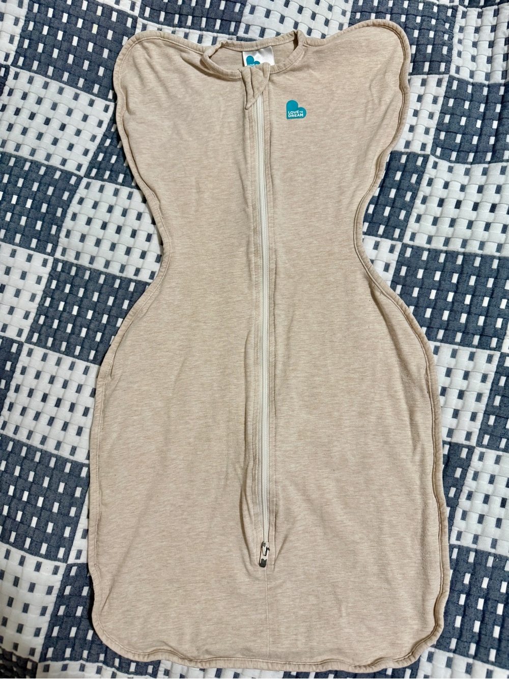 Love to Dream Beige/Turquoise Swaddle Up Original - Zip Front